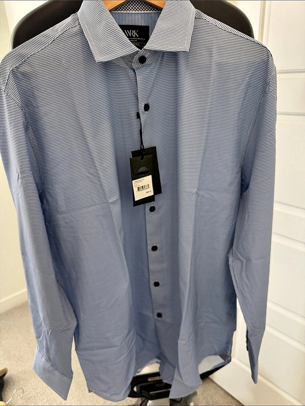 WRK House of WRK Houndstooth Dress Shirt in Blue & White Size 16.5 NWT